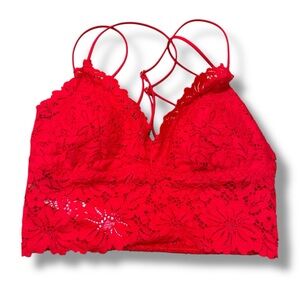 Victoria’s Secret PINK red lace strappy bralette XS